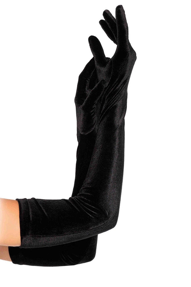 Velvet Long Luxury Gloves-Black - Enticive Desire