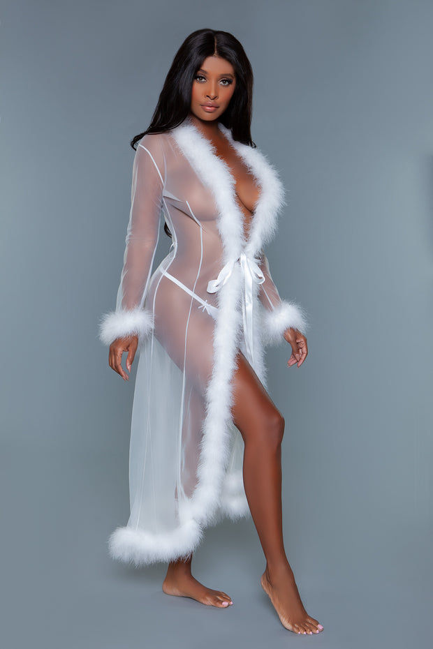 Long Fluff Mess Robe - Enticive Desire